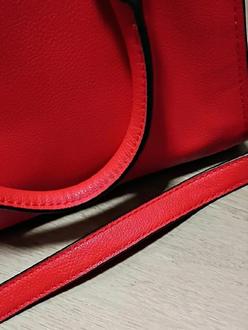 Guess Red Leather Structured Satchel with Top Handles
